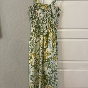 Mi Ami Green and Yellow Floral Midi Dress